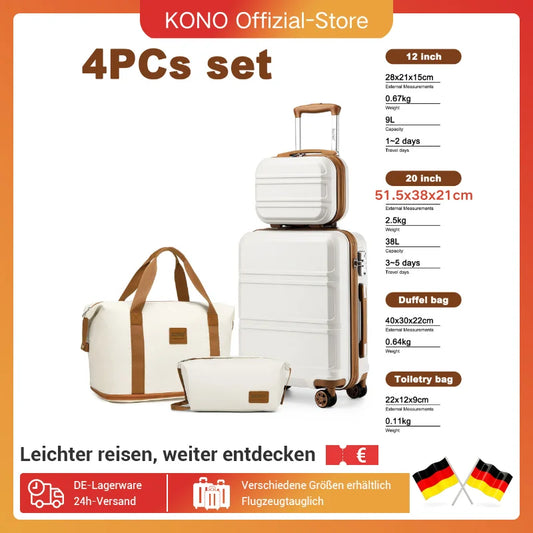 Set de Valise Premium 4 pièces - Voyager Elégant, Organisé et Sécurisé