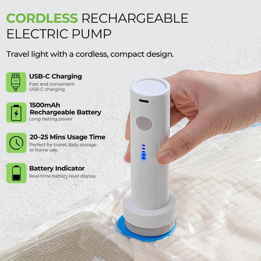 Pompe Electrique Portable pour Pochette Sous Vide - Compression Instantanée